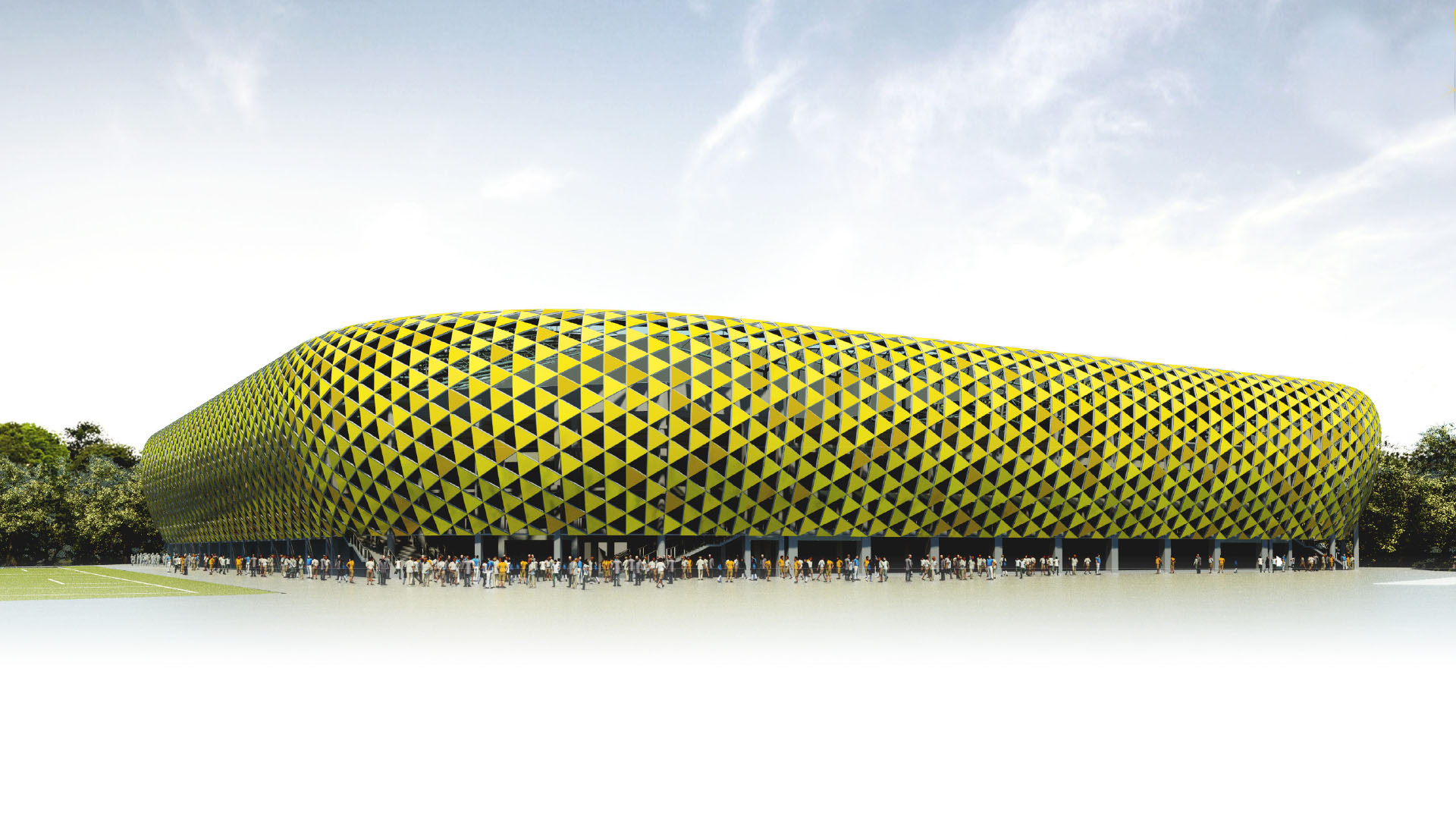 Obrazek przedtawia projekt stadionu miejskiego w Katowicach