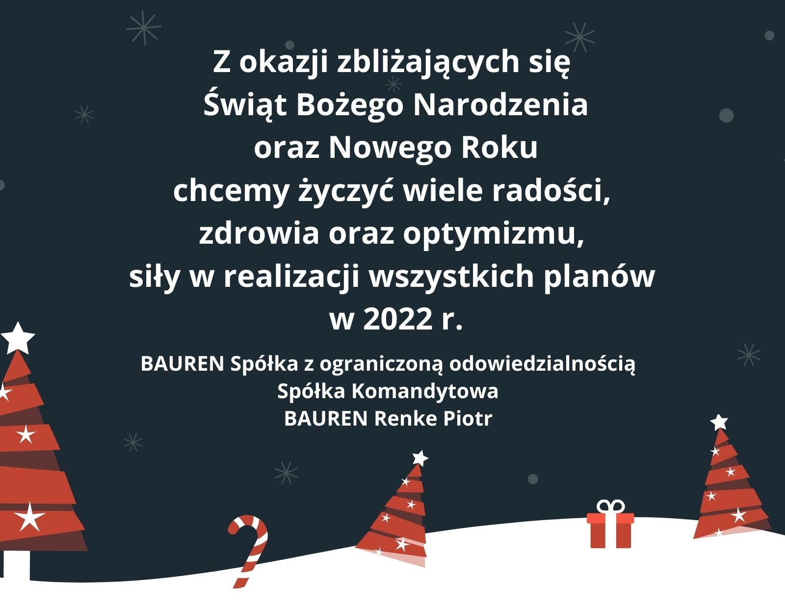 Zdjęcie przedstawia życzenia świąteczne firmy BUAREN